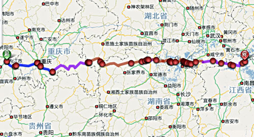 四川内江市到庐山自驾游线路